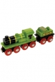 Bigjigs Wooden Railway - Big Green Engine & Coal Tender